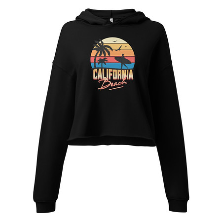 [ID: 317-G312] California Beach - Retro Surf Women's Cropped Hoodie