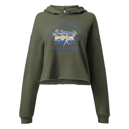 [ID: 317-G314] California Beach Vibes - Retro Camper Van Women's Cropped Hoodie