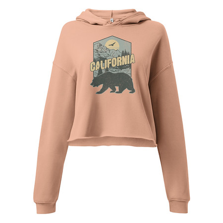 [ID: 317-G315] California Bear - Outdoors Wilderness Camping Hiking Women's Cropped Hoodie
