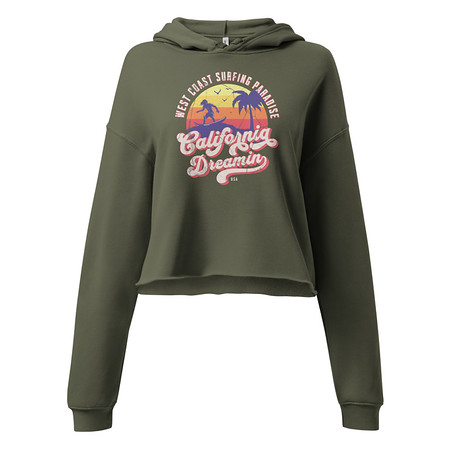 [ID: 317-G316] California Dreamin - Beach & Surf Women's Cropped Hoodie