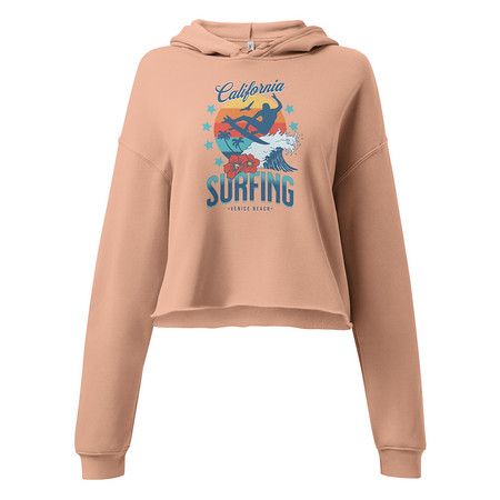 [ID: 317-G318] California Surfing - Palm Beach Women's Cropped Hoodie