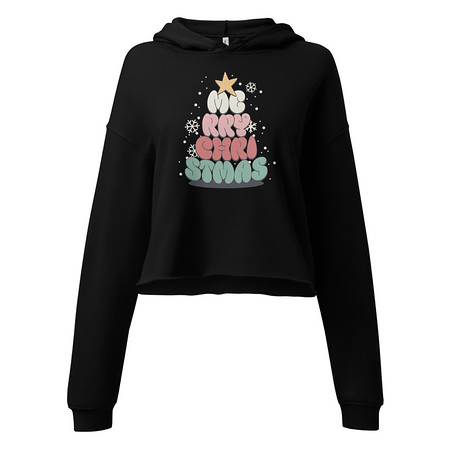 [ID: 317-G334] Cartoony Christmas Tree Women's Cropped Hoodie