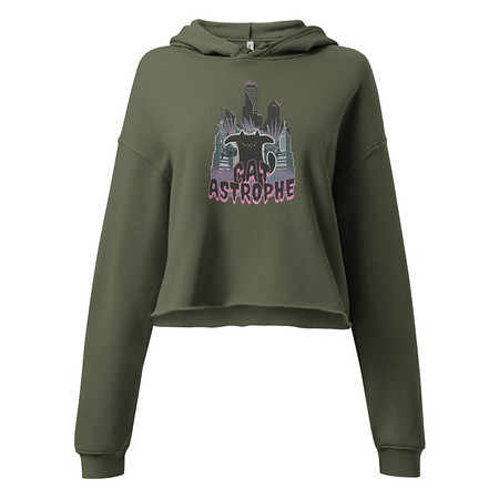[ID: 317-G340] cat-astrophe Women's Cropped Hoodie