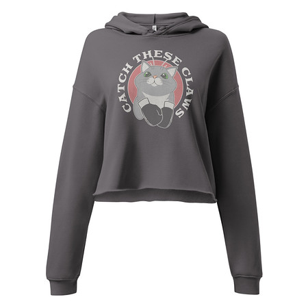 [ID: 317-G344] Catch These Claws - Cute Cat Women's Cropped Hoodie