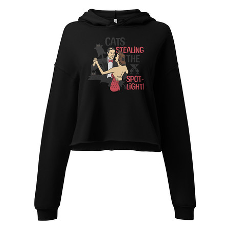 [ID: 317-G348] Cats Stealing the Spotlight Women's Cropped Hoodie