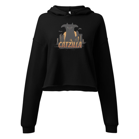 [ID: 317-G350] Catzilla - Funny Comic Animal Women's Cropped Hoodie