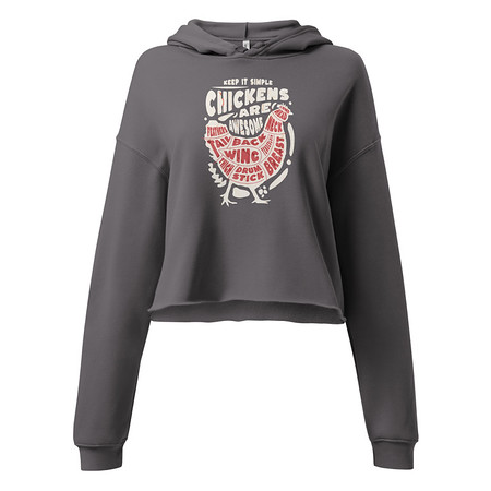 [ID: 317-G365] Chickens Are Awesome - Butcher Cuts Women's Cropped Hoodie