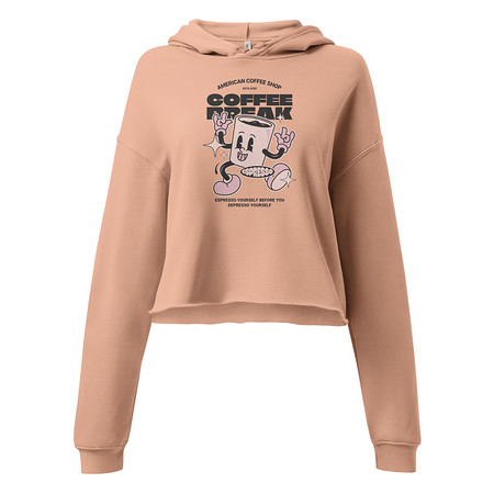 [ID: 317-G395] Coffee Break Mascot Women's Cropped Hoodie