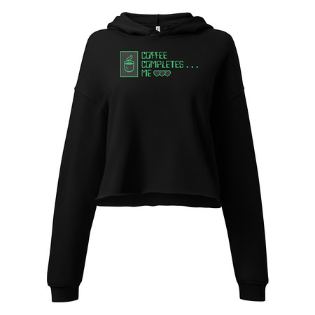 [ID: 317-G397] Coffee Completes Me - Neon Heart Women's Cropped Hoodie