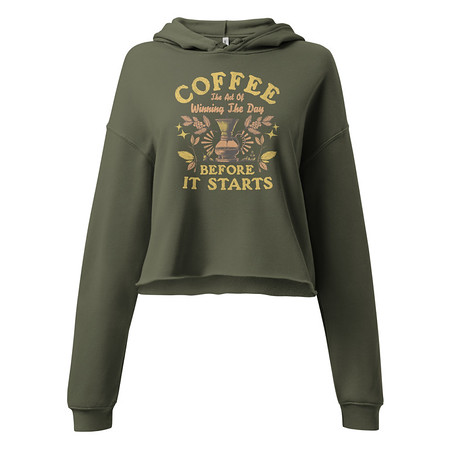[ID: 317-G405] Coffee, The art of Winning The Day Women's Cropped Hoodie