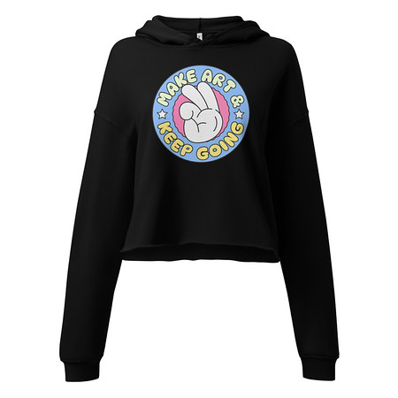 [ID: 317-G408] Colorful Fun Retro Style Badge Women's Cropped Hoodie