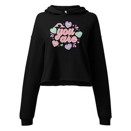 [ID: 317-G411] Colorful Self Love Affirmation - Heart Women's Cropped Hoodie