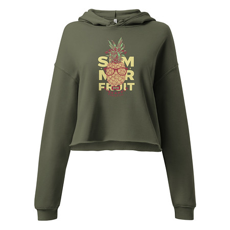 [ID: 317-G417] Cool Pineapple - Tropical Fruit Women's Cropped Hoodie