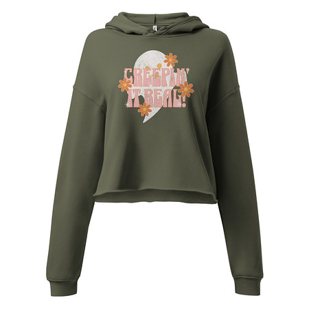 [ID: 317-G436] Creepin' It Real - Halloween Women's Cropped Hoodie