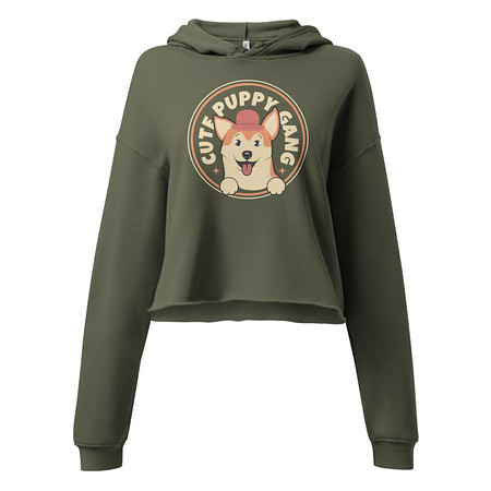 [ID: 317-G453] Cute Puppy Gang - Corgi Women's Cropped Hoodie