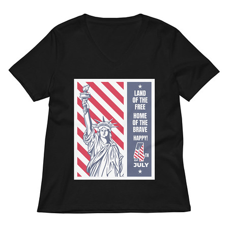 [ID: 782-G8] 4th of July Women's Relaxed V-Neck T-Shirt