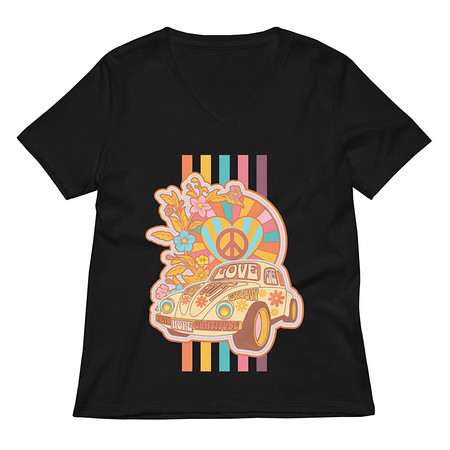 [ID: 782-G10] 60s flower power Women's Relaxed V-Neck T-Shirt