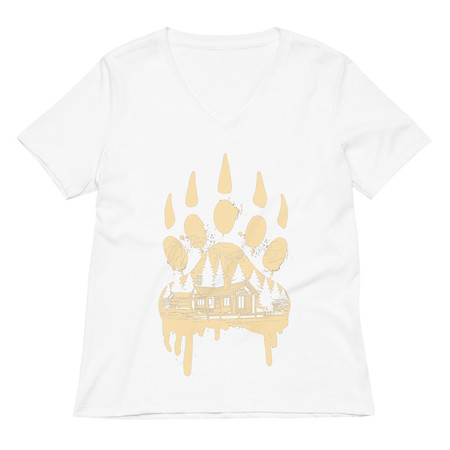 [ID: 782-G14] A Beary Good Home Women's Relaxed V-Neck T-Shirt