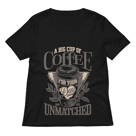 [ID: 782-G15] A Big Cup of Coffee Women's Relaxed V-Neck T-Shirt