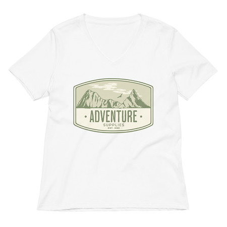 [ID: 782-G32] Adventure Supplies - Mountain Women's Relaxed V-Neck T-Shirt