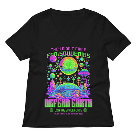 [ID: 782-G38] Alien Invasion Women's Relaxed V-Neck T-Shirt