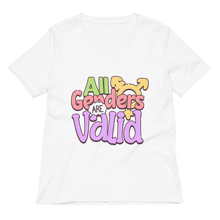[ID: 782-G45] All Genders are Valid Women's Relaxed V-Neck T-Shirt