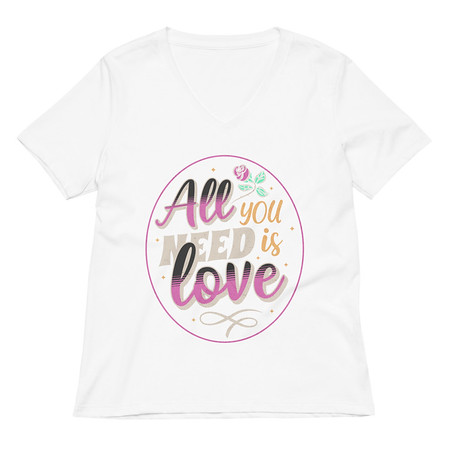 [ID: 782-G51] All you Need is Love - Valentines Day Women's Relaxed V-Neck T-Shirt