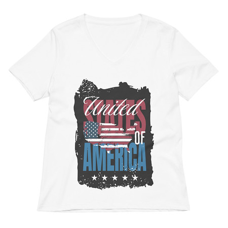 [ID: 782-G59] America (3) Women's Relaxed V-Neck T-Shirt