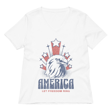 [ID: 782-G63] America Women's Relaxed V-Neck T-Shirt