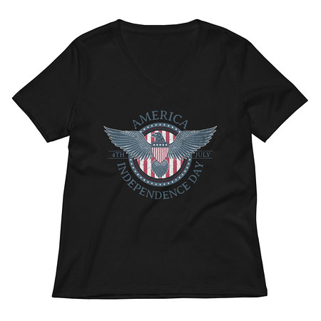 [ID: 782-G67] American Eagle Badge Women's Relaxed V-Neck T-Shirt