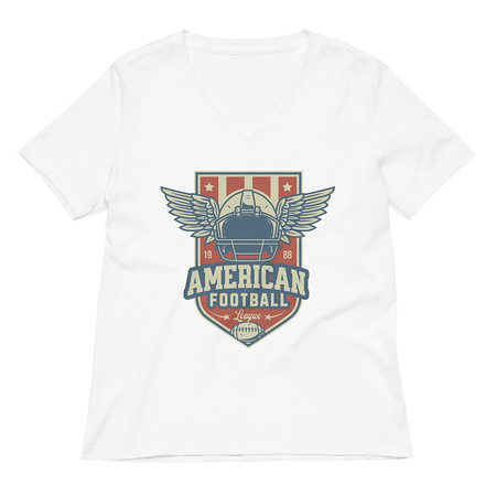 [ID: 782-G70] American Football League - Sports Helmet Women's Relaxed V-Neck T-Shirt