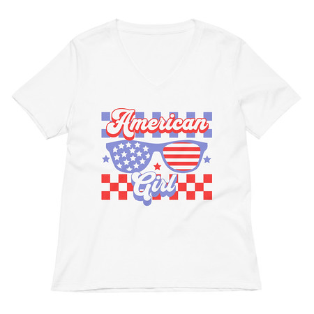 [ID: 782-G72] American girl Women's Relaxed V-Neck T-Shirt