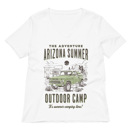 [ID: 782-G100] Arizona Outdoor Camp - Classic Truck Women's Relaxed V-Neck T-Shirt