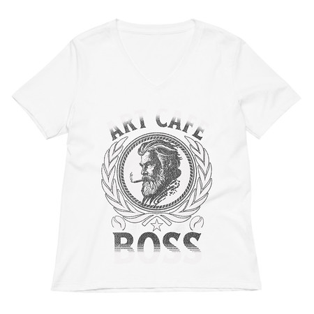 [ID: 782-G101] ART CAFE - BOSS Women's Relaxed V-Neck T-Shirt