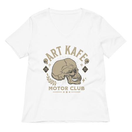 [ID: 782-G103] Art Kafe Motor Club Women's Relaxed V-Neck T-Shirt