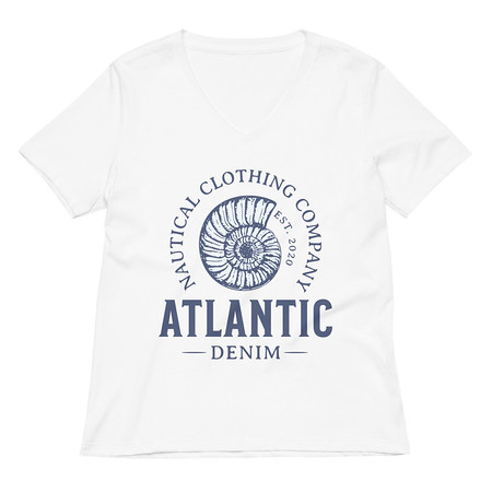 [ID: 782-G113] Atlantic Denim - Nautical Women's Relaxed V-Neck T-Shirt