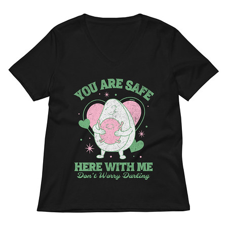 [ID: 782-G118] Avo Love - Typographic Cartoon Streetwear Women's Relaxed V-Neck T-Shirt