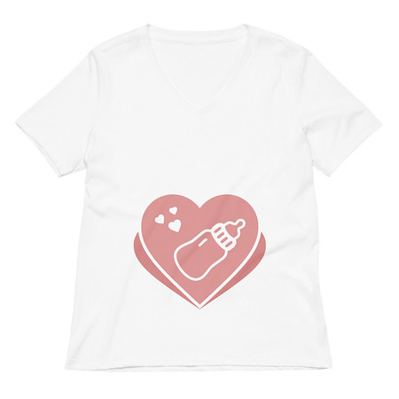 [ID: 782-G121] Baby Announcement - Feeding Bottle Women's Relaxed V-Neck T-Shirt