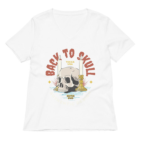 [ID: 782-G124] Back to Skull - Authenthic Design  Women's Relaxed V-Neck T-Shirt