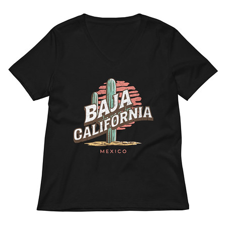 [ID: 782-G132] Baja Cali Mexico Women's Relaxed V-Neck T-Shirt