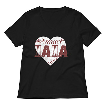 [ID: 782-G142] Baseball MAMA Women's Relaxed V-Neck T-Shirt