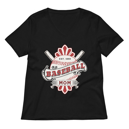 [ID: 782-G144] Baseball Mom Women's Relaxed V-Neck T-Shirt