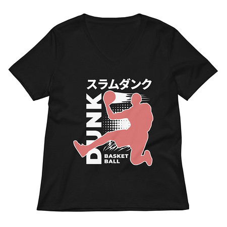 [ID: 782-G147] Basketball Dunk Women's Relaxed V-Neck T-Shirt