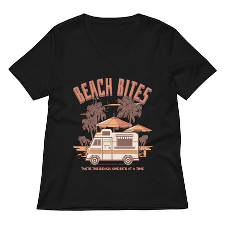 [ID: 782-G162] Beach Bites Women's Relaxed V-Neck T-Shirt