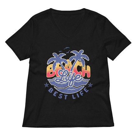 [ID: 782-G168] Beach Life Best Life Women's Relaxed V-Neck T-Shirt