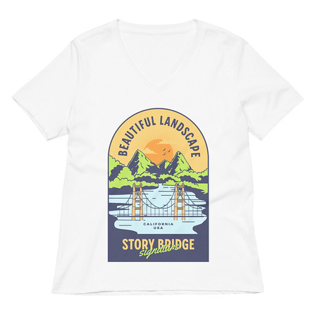 [ID: 782-G172] Beautiful Landscape - Outdoor Women's Relaxed V-Neck T-Shirt