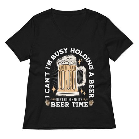[ID: 782-G176] Beer Time - Father's Day Women's Relaxed V-Neck T-Shirt