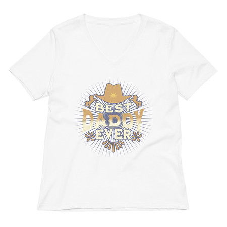 [ID: 782-G186] Best Daddy Ever - Cowboy Hat Women's Relaxed V-Neck T-Shirt