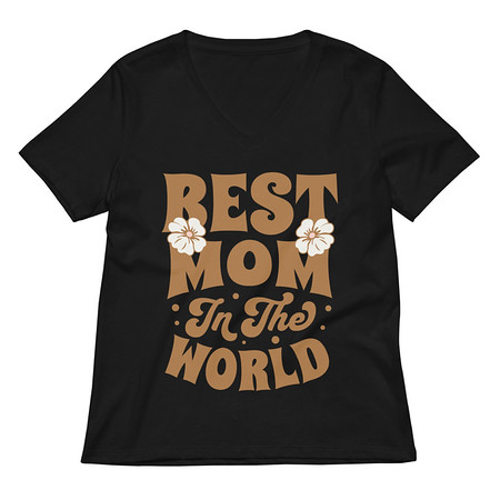 [ID: 782-G189] Best Mom in the World - Flowers Women's Relaxed V-Neck T-Shirt