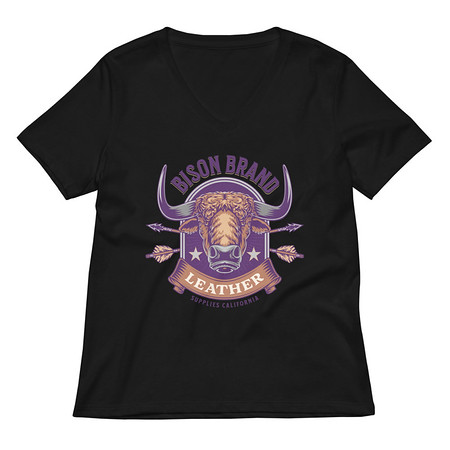 [ID: 782-G211] Bison Brand Leather - Animal Women's Relaxed V-Neck T-Shirt